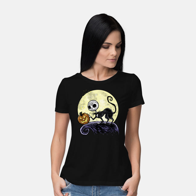 The Game Before Halloween-Womens-Basic-Tee-zascanauta