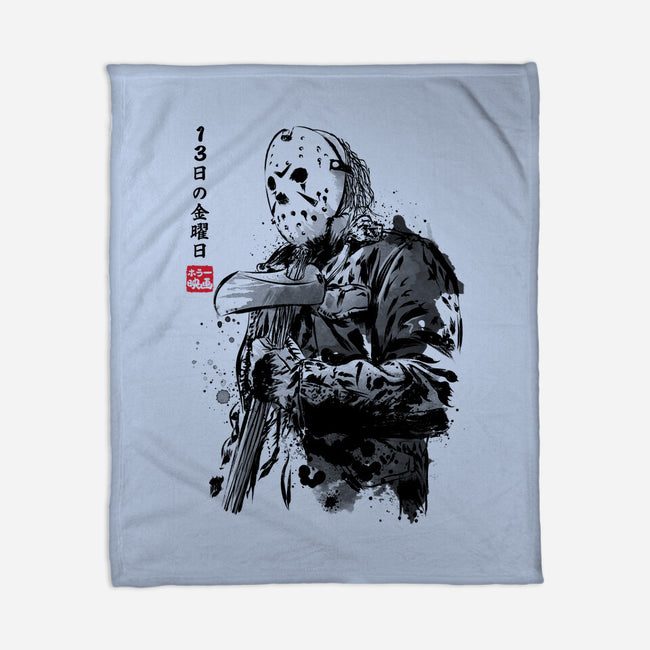 Crystal Lake Killer Sumi-e-None-Fleece-Blanket-DrMonekers