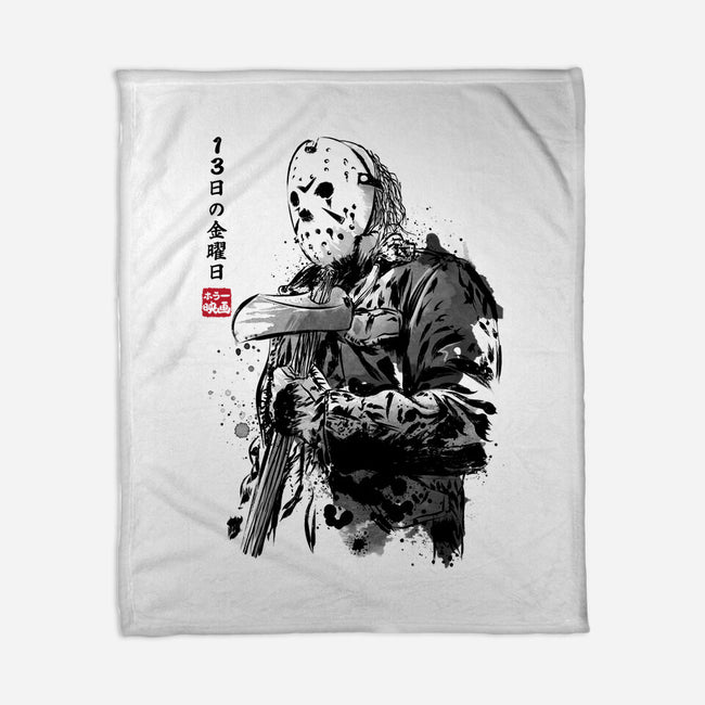 Crystal Lake Killer Sumi-e-None-Fleece-Blanket-DrMonekers