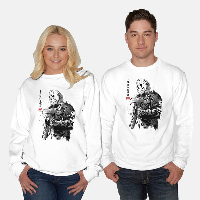 Crystal Lake Killer Sumi-e-Unisex-Crew Neck-Sweatshirt-DrMonekers