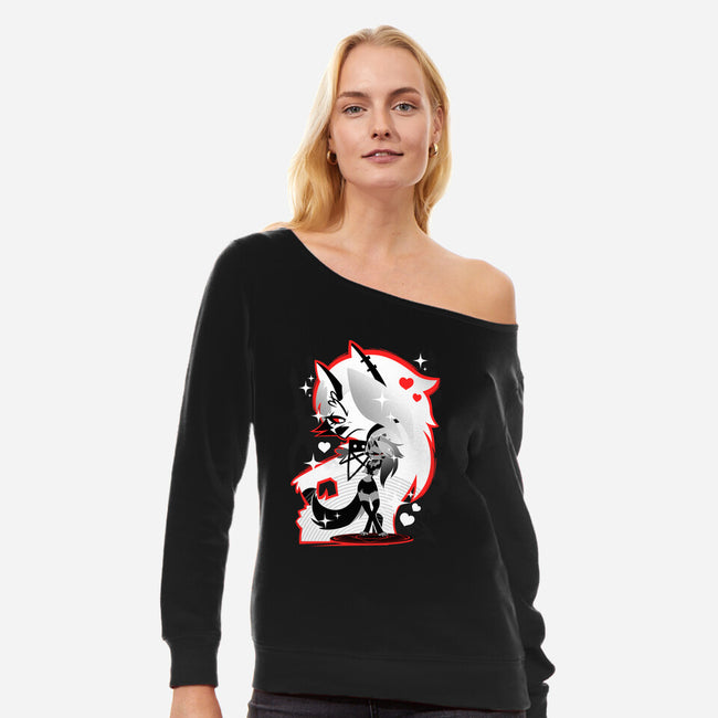 The Receptionist Loonie-Womens-Off Shoulder-Sweatshirt-hypertwenty