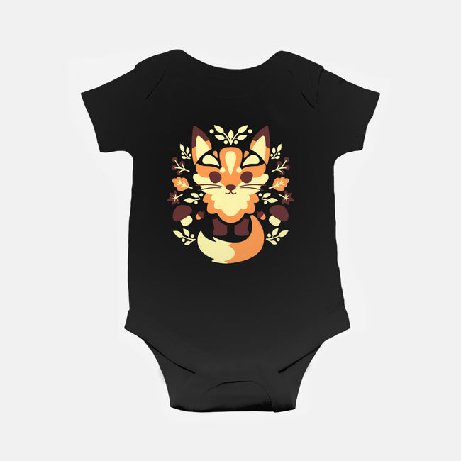 Autumn Fox Symmetry-Baby-Basic-Onesie-NemiMakeit