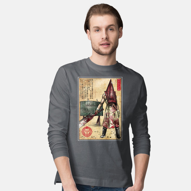 Pyramid Head Woodblock-Mens-Long Sleeved-Tee-DrMonekers