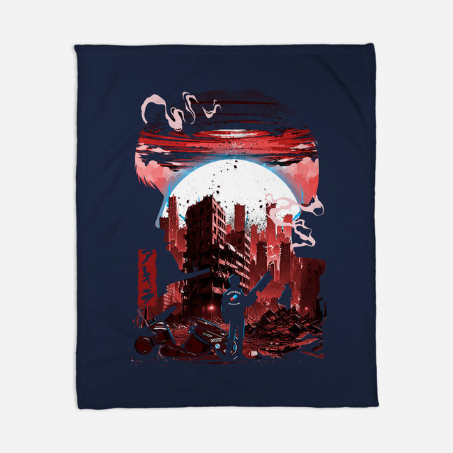 Neo-Tokyo Blues-None-Fleece-Blanket-Arinesart