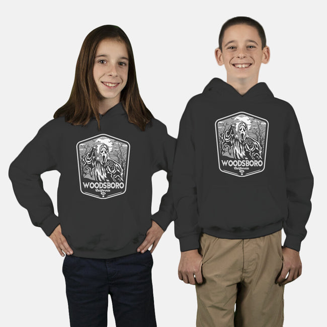 Woodsboro Badge-Youth-Pullover-Sweatshirt-CarloJ1956