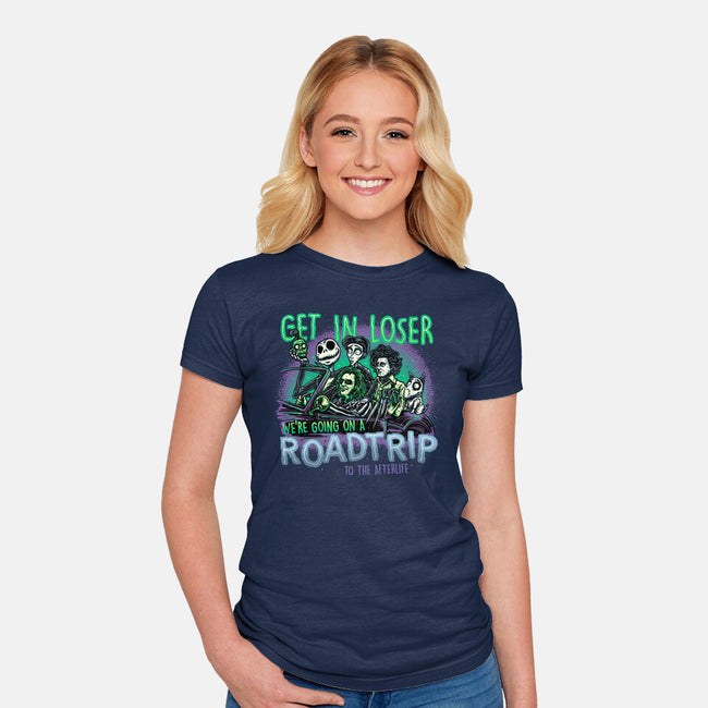 Road Trip To The Afterlife-Womens-Fitted-Tee-glitchygorilla