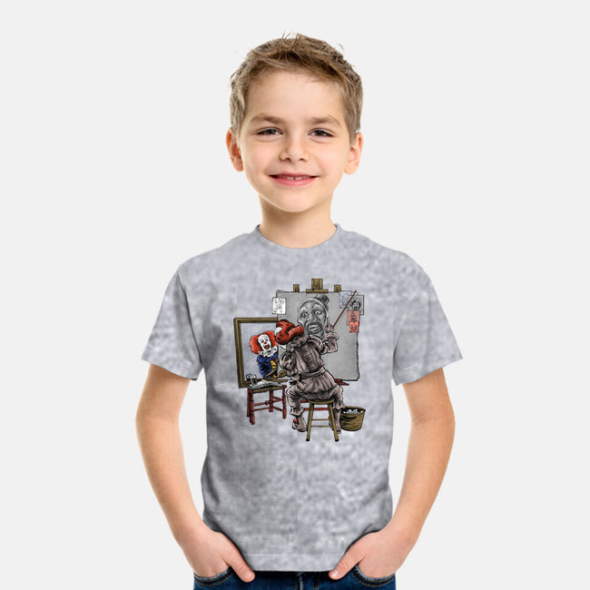 Triple Clown Portrait-Youth-Basic-Tee-zascanauta