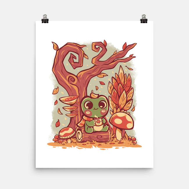 Cozy Autumn Days Frog-None-Matte-Poster-TechraNova