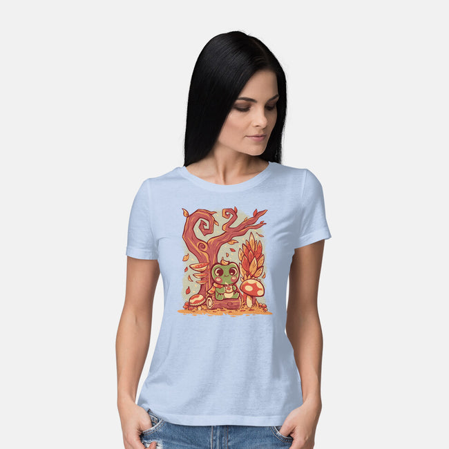 Cozy Autumn Days Frog-Womens-Basic-Tee-TechraNova