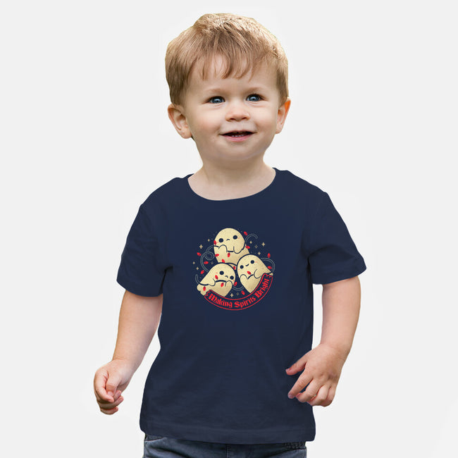 Cute Ghosts Making Spirits Bright-Baby-Basic-Tee-xMorfina