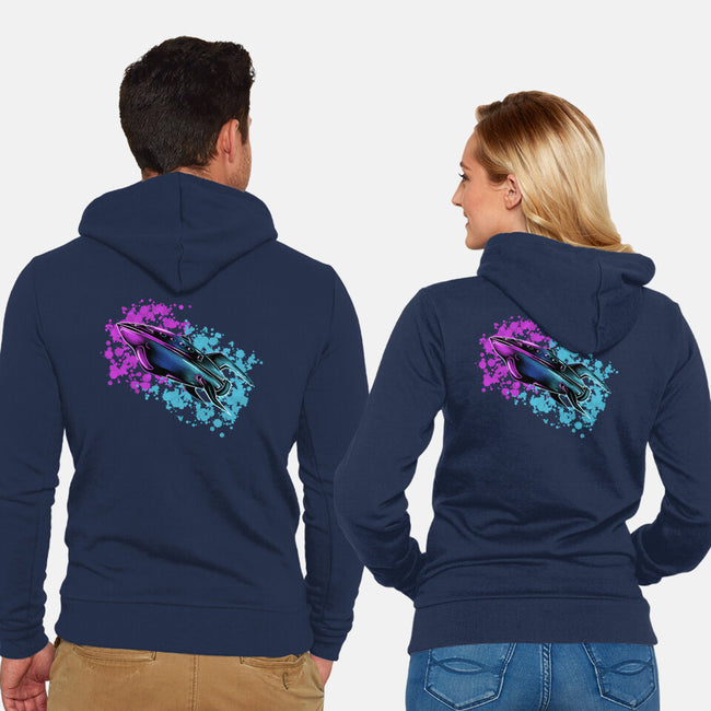 Neon Spaceship-Unisex-Zip-Up-Sweatshirt-nickzzarto