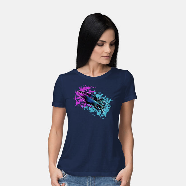 Neon Spaceship-Womens-Basic-Tee-nickzzarto