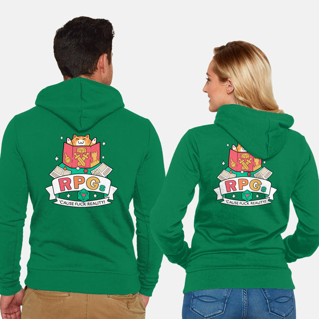 RPGs Cause Eff Reality-Unisex-Zip-Up-Sweatshirt-queenmob