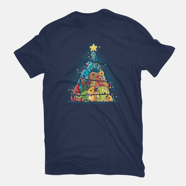 Christmas Tree Dinosaurs-Mens-Heavyweight-Tee-Vallina84