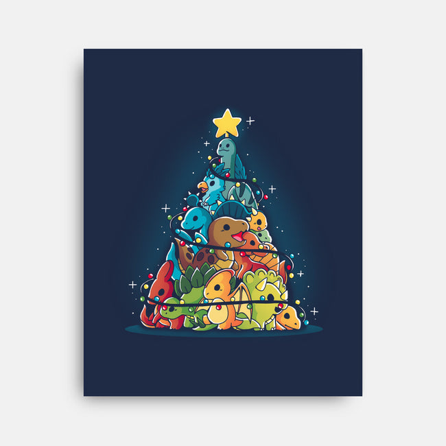 Christmas Tree Dinosaurs-None-Stretched-Canvas-Vallina84