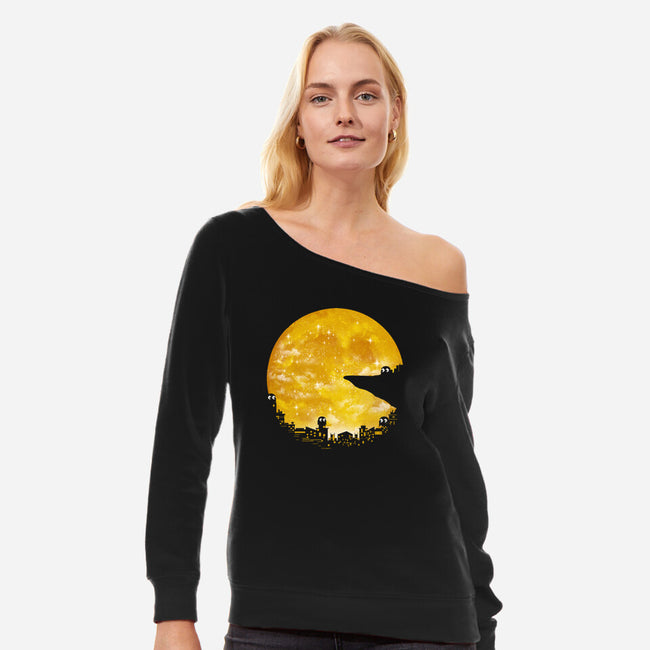 Pacmoon-Womens-Off Shoulder-Sweatshirt-dandingeroz