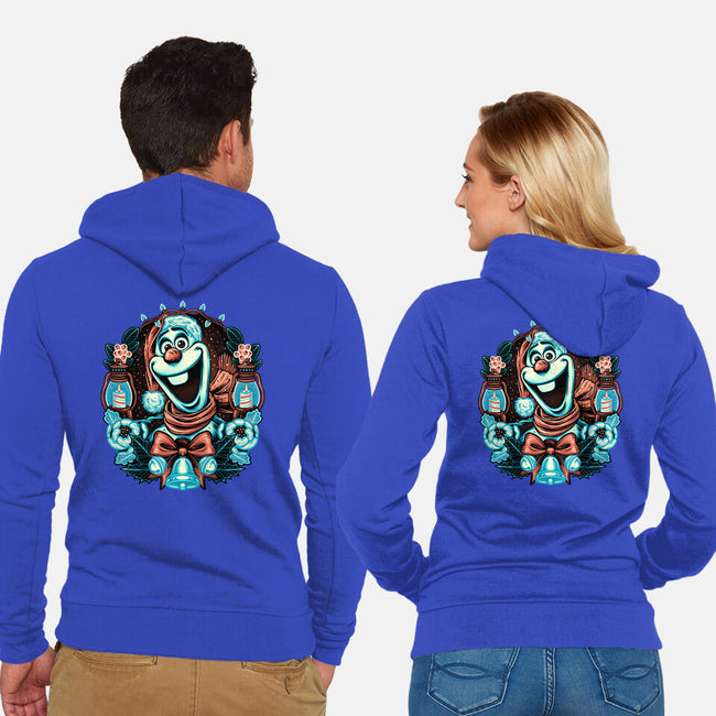 Christmas Snowman-Unisex-Zip-Up-Sweatshirt-glitchygorilla