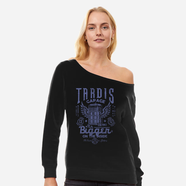 Tardis Garage-Womens-Off Shoulder-Sweatshirt-Arinesart