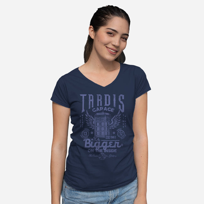 Tardis Garage-Womens-V-Neck-Tee-Arinesart