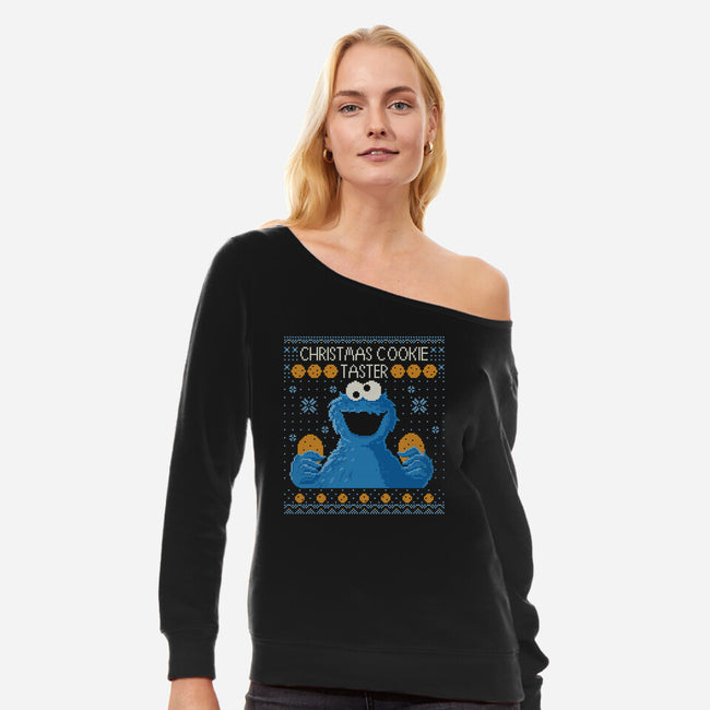 Christmas Cookie Taster-Womens-Off Shoulder-Sweatshirt-erion_designs