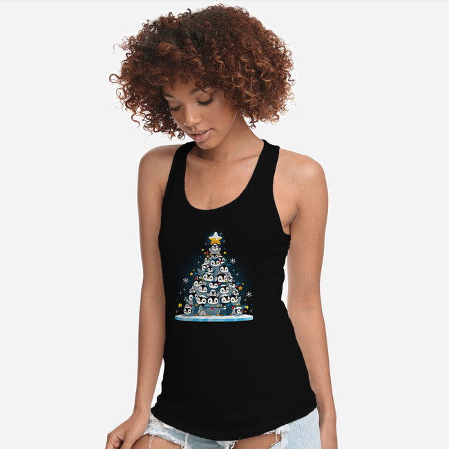 Penguin Christmas Tree-Womens-Racerback-Tank-Vallina84