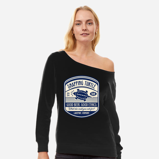 Snapping Turtle Emblem-Womens-Off Shoulder-Sweatshirt-LAGELANTEE