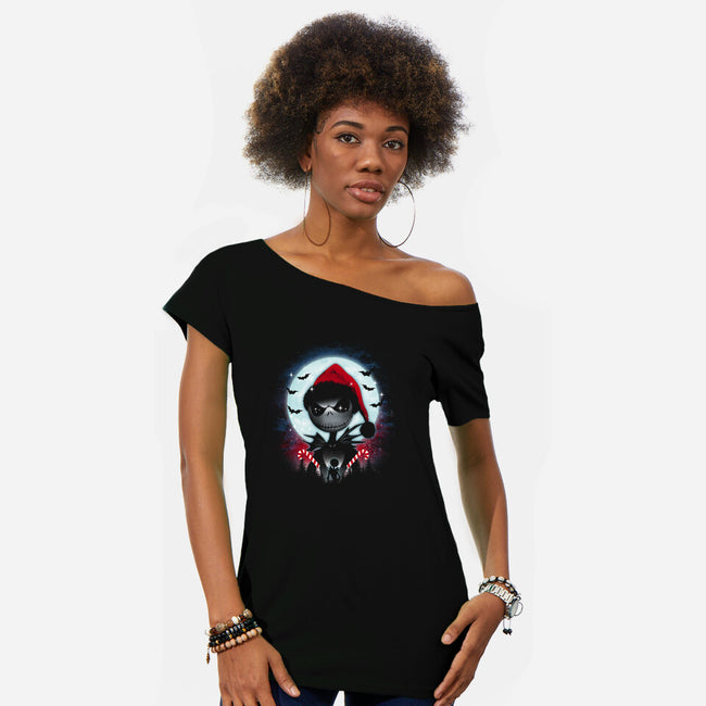 Nightmare Christmas-Womens-Off Shoulder-Tee-dandingeroz