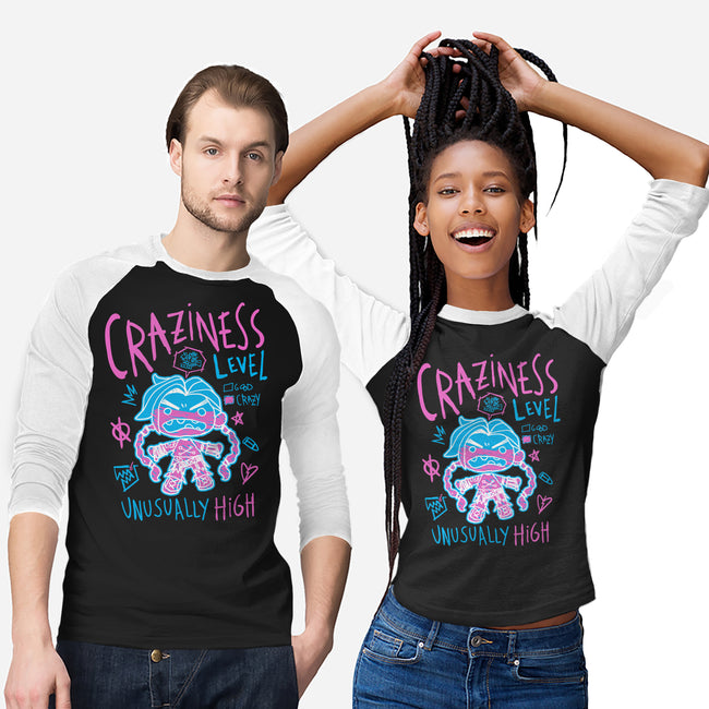 Craziness Level-Unisex-Baseball-Tee-demonigote