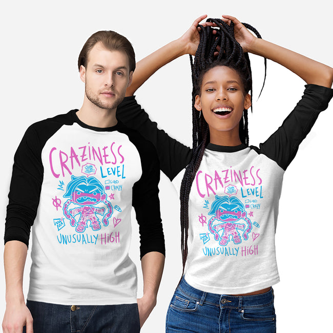 Craziness Level-Unisex-Baseball-Tee-demonigote