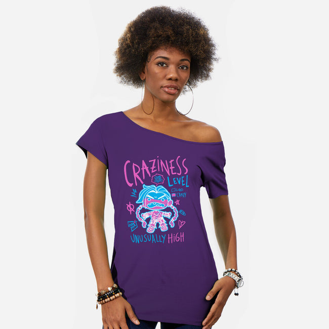 Craziness Level-Womens-Off Shoulder-Tee-demonigote