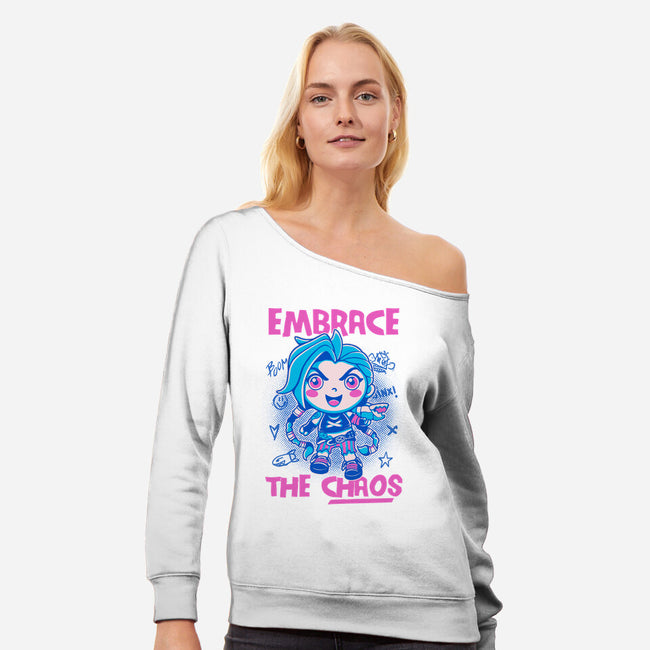 Embrace The Chaos-Womens-Off Shoulder-Sweatshirt-paulagarcia