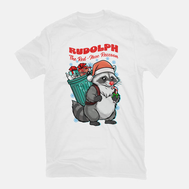 Rudolph The Red Nose Raccoon-Womens-Basic-Tee-palmstreet