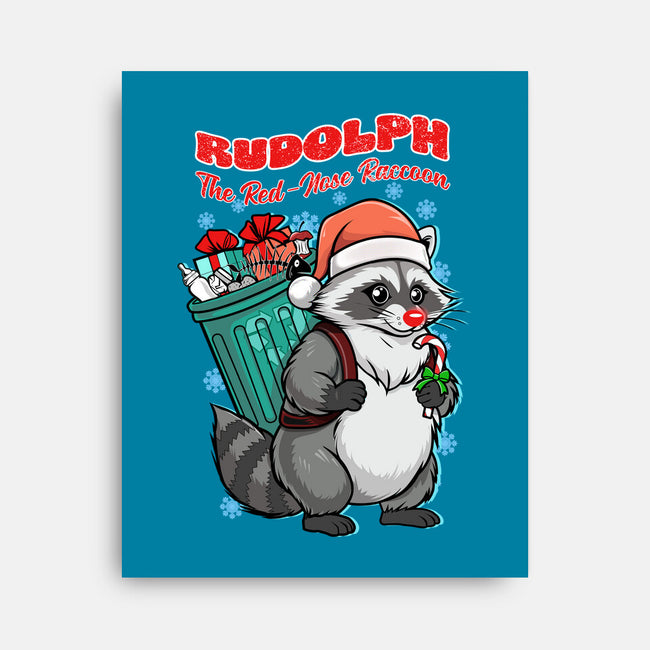 Rudolph The Red Nose Raccoon-None-Stretched-Canvas-palmstreet