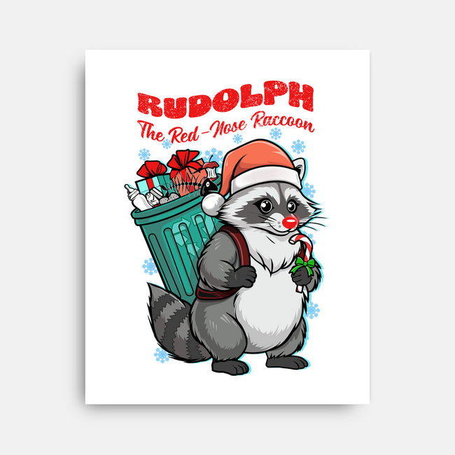 Rudolph The Red Nose Raccoon-None-Stretched-Canvas-palmstreet