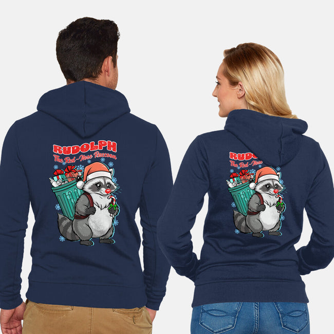 Rudolph The Red Nose Raccoon-Unisex-Zip-Up-Sweatshirt-palmstreet