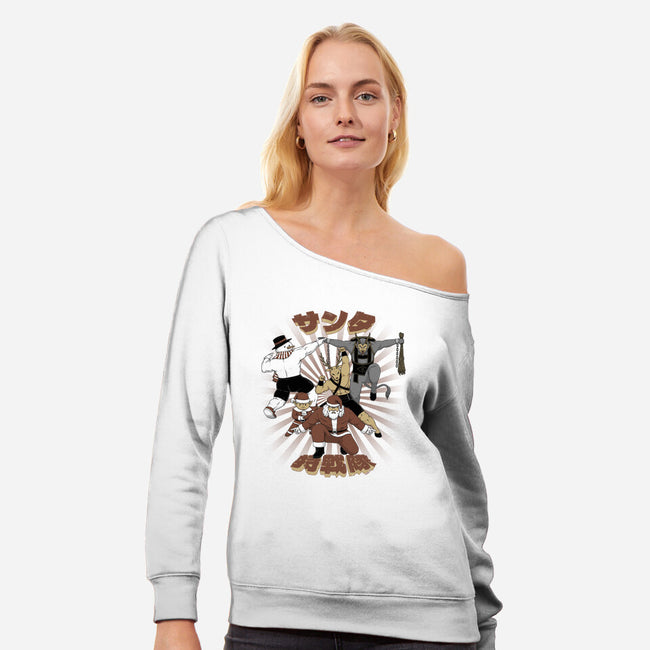 Santa Force-Womens-Off Shoulder-Sweatshirt-pigboom