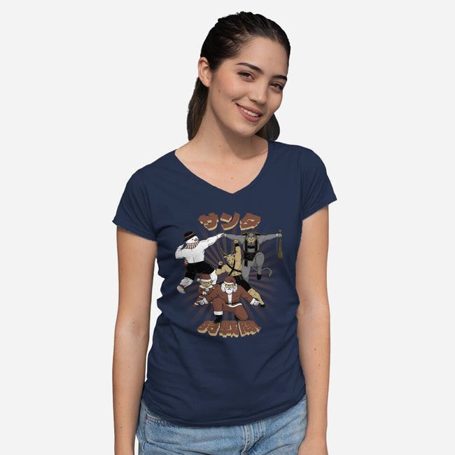 Santa Force-Womens-V-Neck-Tee-pigboom