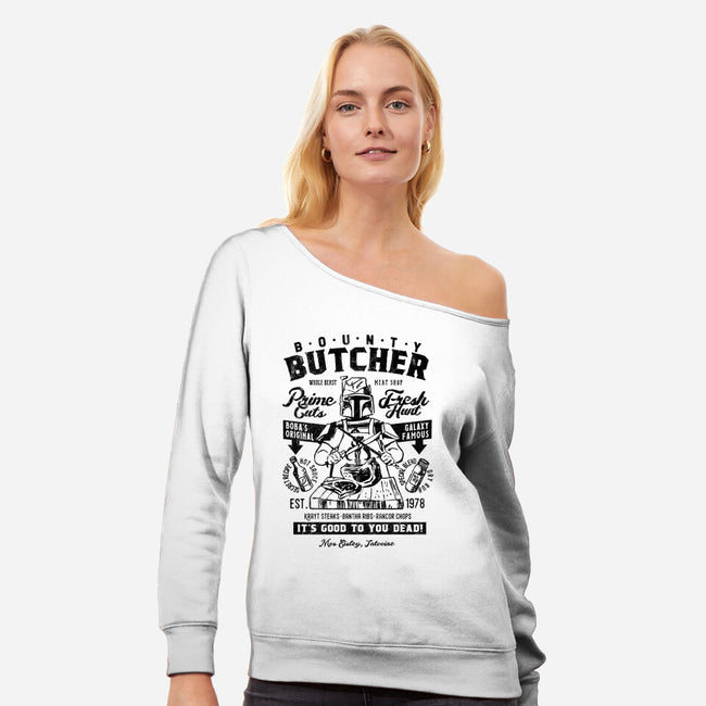 Bounty Butcher-Womens-Off Shoulder-Sweatshirt-Arinesart