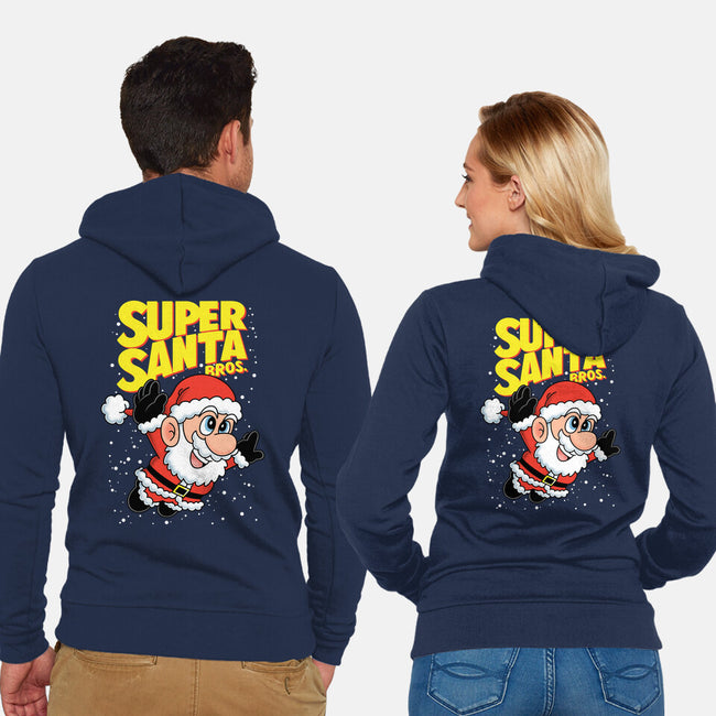 Super Santa Bros-Unisex-Zip-Up-Sweatshirt-Barbadifuoco