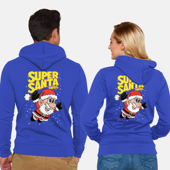 Super Santa Bros-Unisex-Zip-Up-Sweatshirt-Barbadifuoco