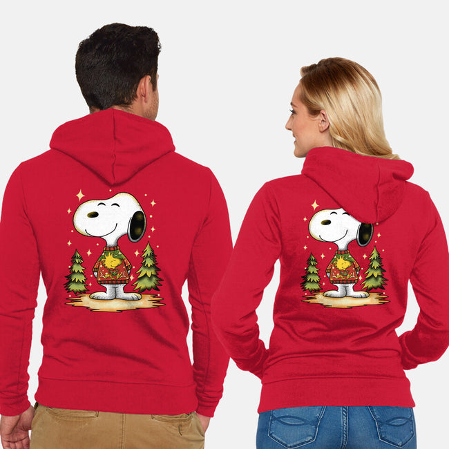 Snoopy's Cozy Christmas-Unisex-Zip-Up-Sweatshirt-JamesQJO