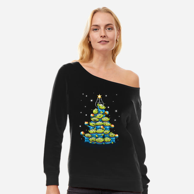 Ohh The Claw-mas Tree-Womens-Off Shoulder-Sweatshirt-NMdesign