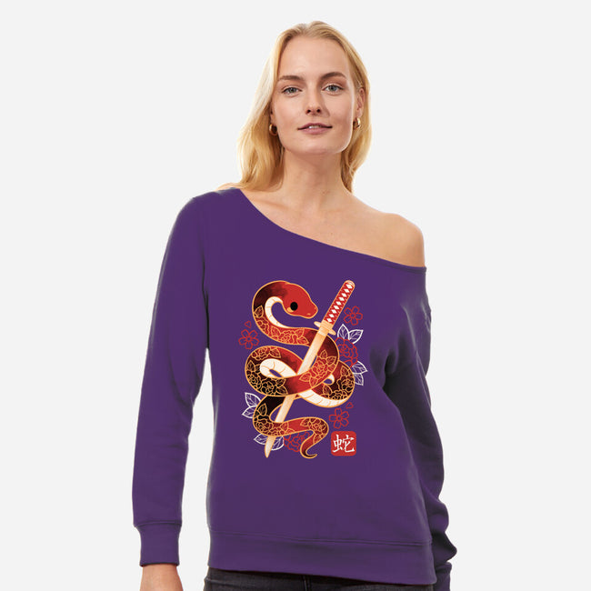 Chinese Cute Year Of The Snake-Womens-Off Shoulder-Sweatshirt-NemiMakeit