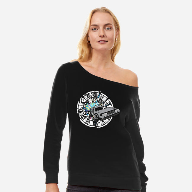 Delorean Dreams-Womens-Off Shoulder-Sweatshirt-dalethesk8er