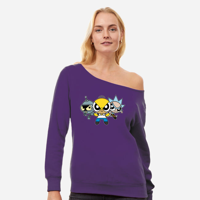 The Powerpuff Drinkers-Womens-Off Shoulder-Sweatshirt-Barbadifuoco