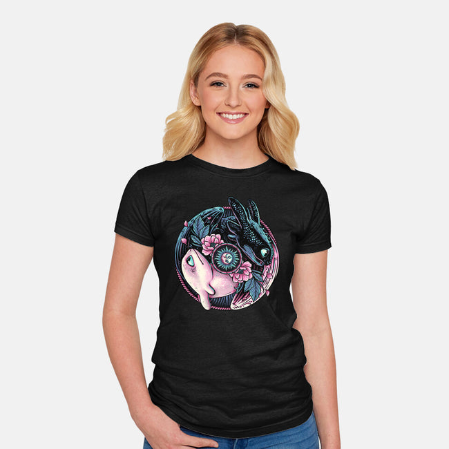 Glowing Light In The Night-Womens-Fitted-Tee-glitchygorilla