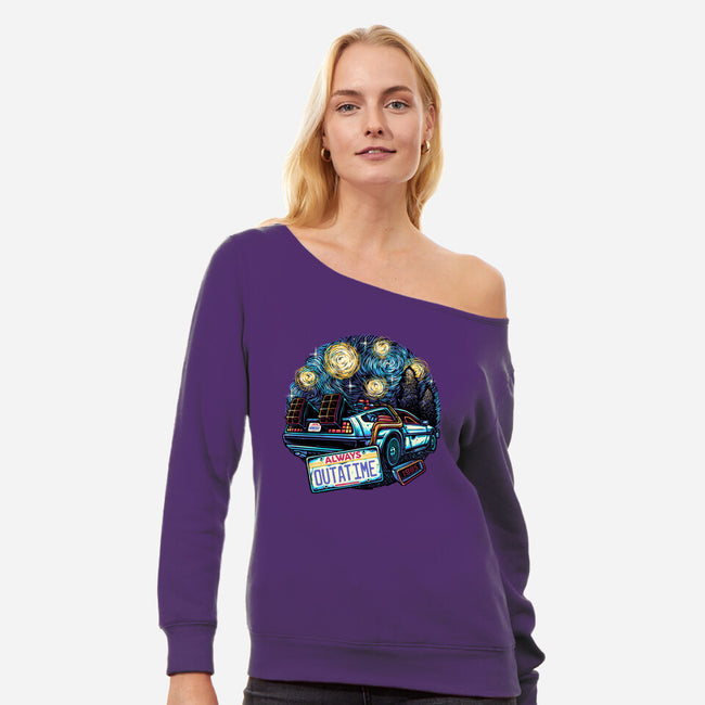 Always Outatime-Womens-Off Shoulder-Sweatshirt-glitchygorilla