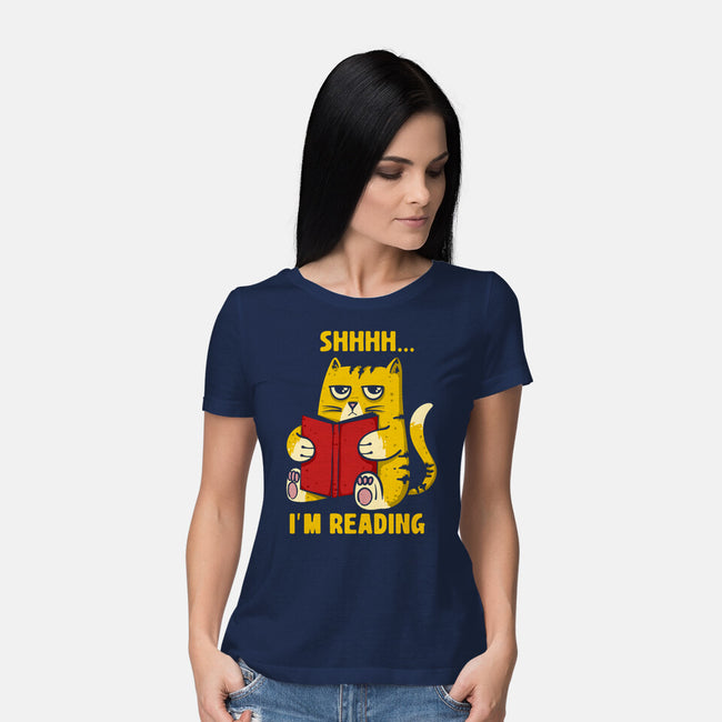 Shhhh I'm Reading-Womens-Basic-Tee-sebasebi