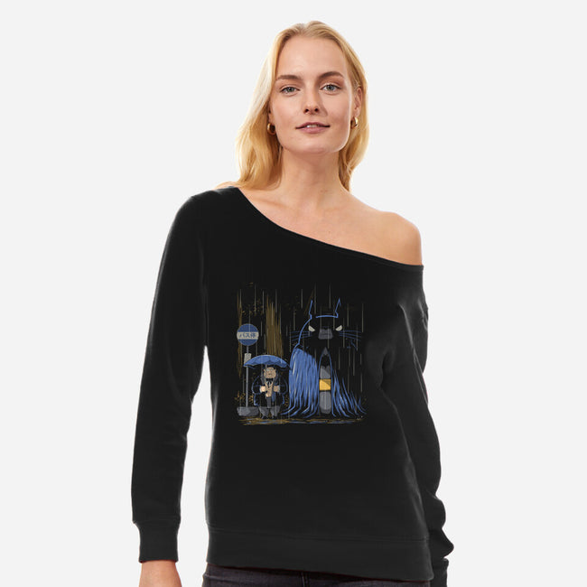 My Neighbor Bat-Womens-Off Shoulder-Sweatshirt-Betmac