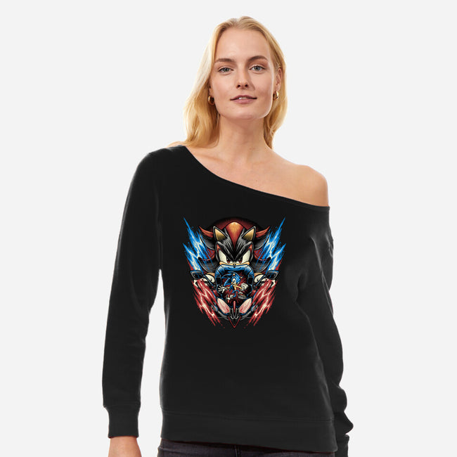 Shadow Of Speed-Womens-Off Shoulder-Sweatshirt-glitchygorilla